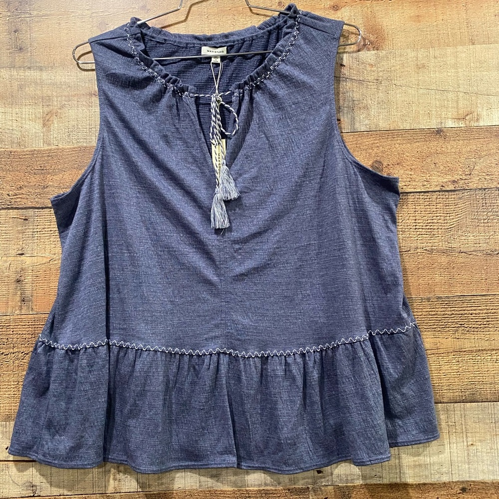 New With Tags Max Studio Sleeveless Babydoll Top Size 2X